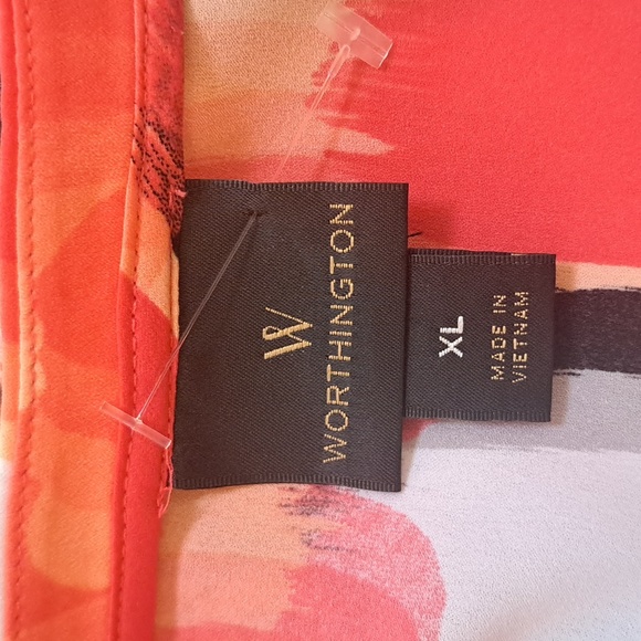 Worthington Coral/Gray/Black Short Sleeve Blouse. Size XL NWOT - Picture 8 of 9